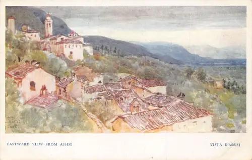 Italien Kunst Assisi Ostansicht Vintage Postkarte