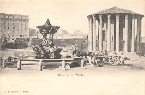 Italien Roma Rom Tempio di Vesta Kutschenbrunnen Vintage Postkarte
