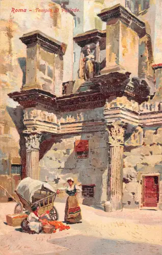 Italien Roma Rom Tempio di Pallade Tempel Frauen Wagen Vintage Postkarte
