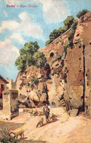 Italien Roma Rom Rupe Tarpea Hirte Schaf Vintage Postkarte