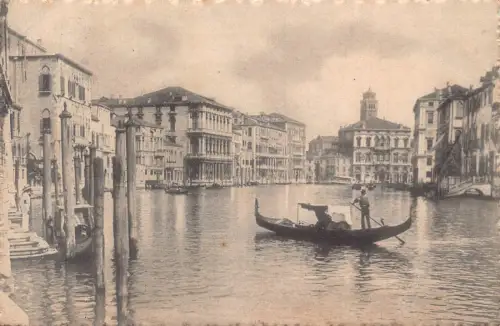 Italien Venedig Venezia Kanal Grande Palazzo Browning Gondel Vintage Postkarte