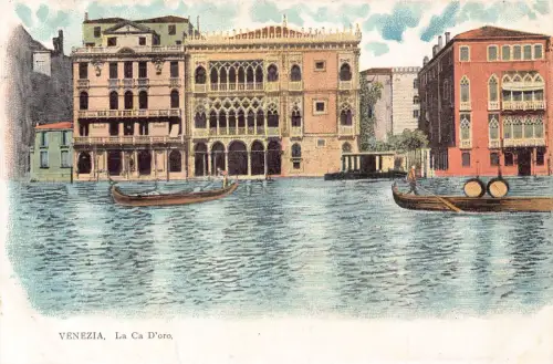 Italien Venedig Venezia La Ca D'Oro Gondeln Vintage Postkarte