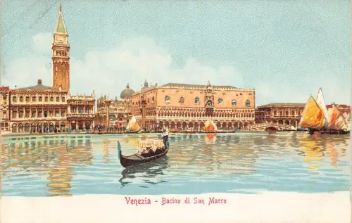 Italien Venedig Venezia Bacino di San Marco Gondel Vintage Postkarte
