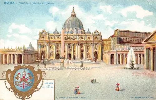 Italien Roma Rom Basilika e Piazza S Pietro Stemma di S Pietro Wappen Postkarte