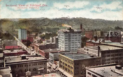 US Portland Oregon 1915 Schnittansicht Geschäftsviertel Vintage Postkarte