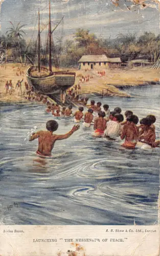 Nigeria Art Launching the Boarger of Peace Boat Native Man Working Postkarte