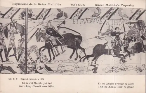 Frankreich Bayeux Königin Matildas Wandteppich und Winkel flohen Schlacht Postkarte