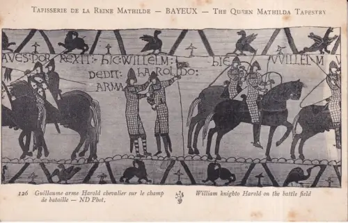 Frankreich Bayeux Königin Matildas Wandteppich Wilhelm Ritter Schlachtfeld, Postkarte