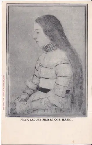 Gezeichnetes Porträt von Filia Jacobi Meieri Cos Basil Frau Vintage Postkarte