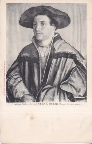 Gezeichnetes Portrait Johann Holbein - Maler Vintage Postkarte