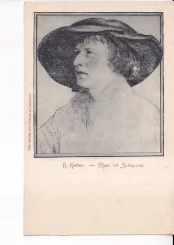 Kunst von H Holbein Mann mit Schlapphut Mann mit Hut Vintage Postkarte