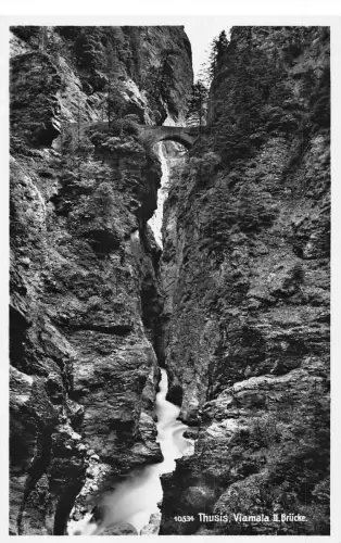 Schweiz Thusis Viamala Brücke Brücke Wasserfall Vintage Postkarte