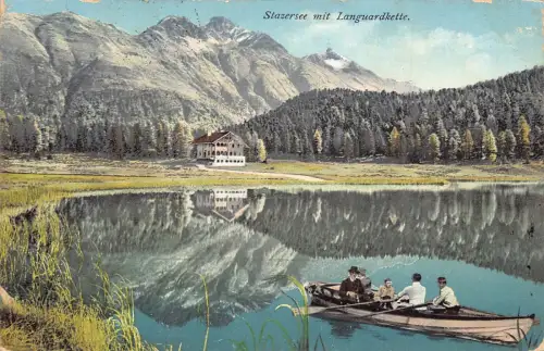 Deutschland 1913 Stazersee mit Languardkette Boot Vintage Postkarte