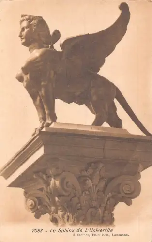 Schweiz Lausanne Le Sphinx de l'Universite Skulptur Universität Postkarte