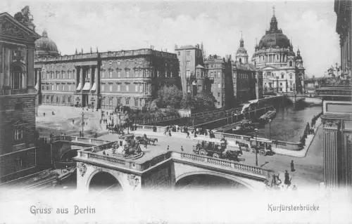 Deutschland Gruss aus Berlin Kurfürstenbrücke Brückenwagen Vintage Postkarte
