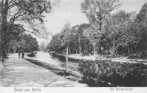 Deutschland Gruss aus Berlin Am Tiergartenufer Garten Vintage Postkarte
