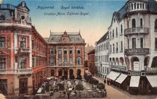 L513 Rumänien Oradea Nagyvarad Royal Cafe Zahnarzt Vintage Postkarte
