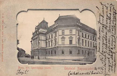 L513 Rumänien Oradea Nagyvarad 1901 Justizpalast Passepartout Postkarte