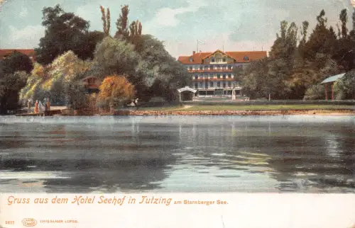 Deutschland Gruss aus dem Hotel Seehof in Tutzing Starnberger Siehe Postkarte