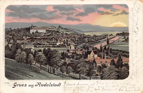 Deutschland 1904 Gruss aus Rudolstadt Sonnenuntergang Litho Vintage Postkarte
