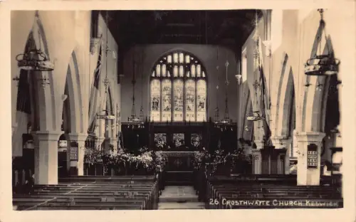 England Crosthwaite Kirche Innenraum Keswick Vintage Postkarte