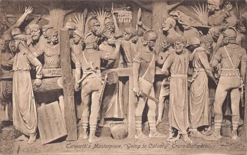 England Tinworths Going to Calvary Truro Cathedral Skulpturen Vintage Postkarte