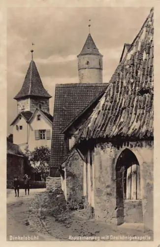 Deutschland Dinkelsbühl Kapuzinerweg Dreikoenigskapelle RPPC Vintage Postkarte