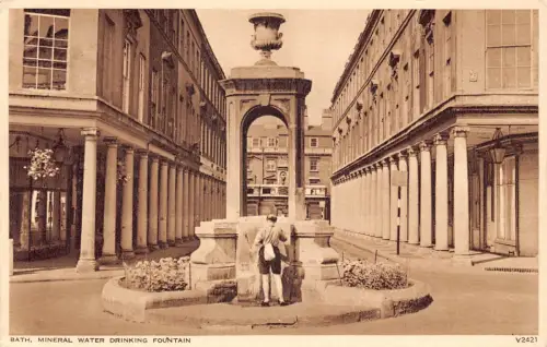 England Bath Mineralwasser Trinkbrunnen Vintage Postkarte