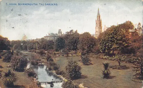 England 1921 Bournemouth Gardens Vintage Postkarte