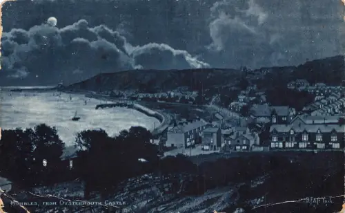 Wales 1909 Mumbles from Oystermouth Castle Moonlight Vintage Postkarte