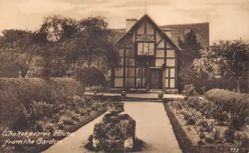 England Shakespeares Haus aus dem Garten Vintage Postkarte