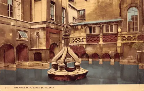 England The King's Bath Roman Baths Bath Vintage Postkarte
