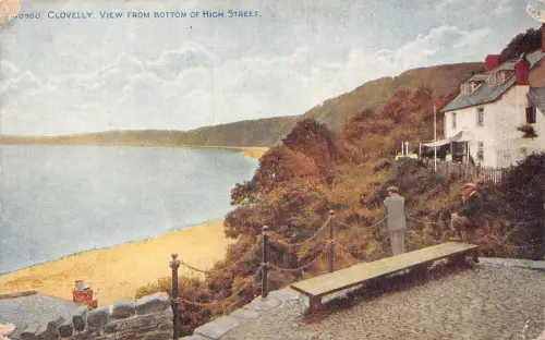 England Clovelly View from Bottom of High Street Vintage Postkarte