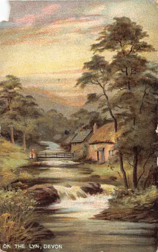 England 1908 On the Lyn Devon River alte Postkarte