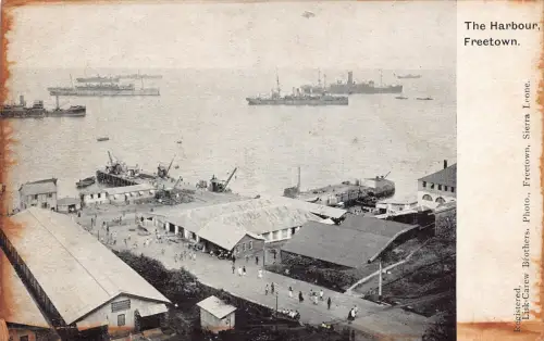 Sierra Leone Hafen Freetown Dampfschiffe Vintage Postkarte