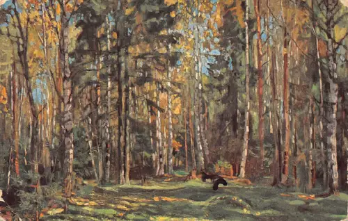 Russland 1916 Kunst von S Joukavski Dans la Fort Wald Vintage Postkarte