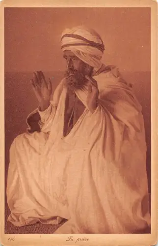 Tunesiens Ureinwohner Muslim Mann im Gebet Ethno Vintage Postkarte