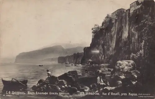 Italien Amalfi Ansicht Pres Neapel Napoli Kunst von S Stchedrine Vintage Postkarte