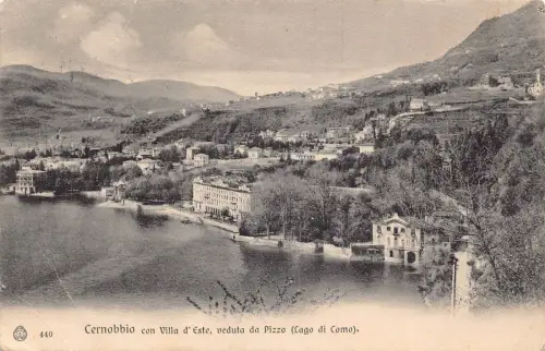 Italien 1905 Cernobbio con Villa d'Este Veduta da Pizzo Lago di Como Postkarte