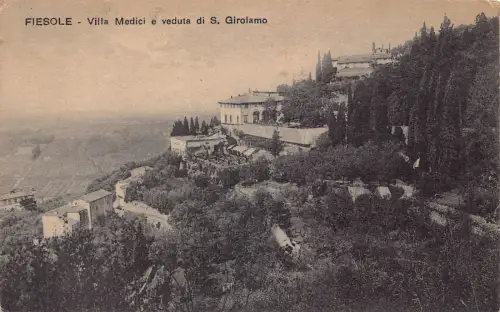 Italien Fiesole Villa Medici e veduta di S Girolamo Vintage Postkarte