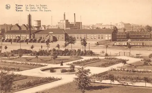 Belgien Ypern Yper Bahnhofsplatz Vintage Postkarte