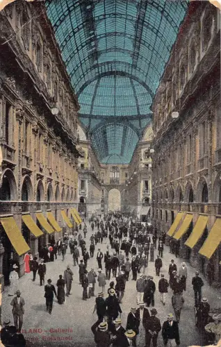 Italien Milano Mailand Galleria Vittorio Emanuele Geschäfte Vintage Postkarte