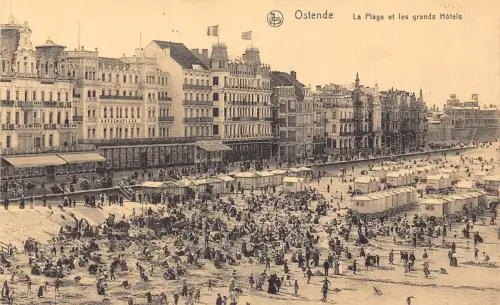 Belgien Ostende Plage Beach Grands Hotels Vintage Postkarte