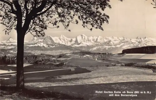 Schweiz Hotel Gurten Kulm ob Bern mit Berneralpen Vintage Postkarte