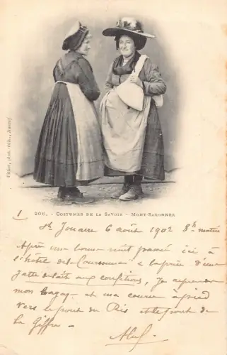 Frankreich 1902 Traditional Costumes de Savoie Mont Saxonnex Frauen Vintage Postkarte