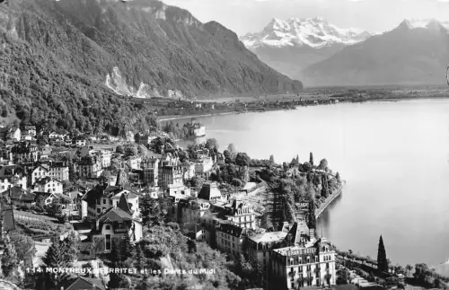 Schweiz Montreux Territet Dents du Midi Grand Hotel Vintage Postkarte