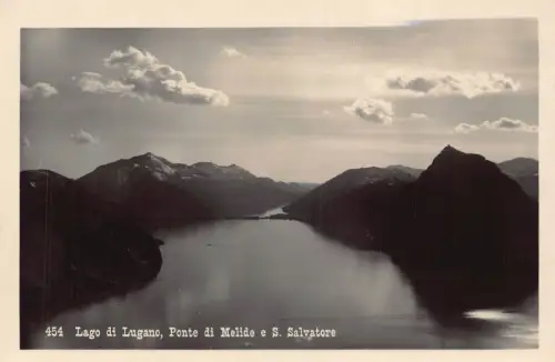 Schweiz Lago di Lugano Ponte di Melide e S Salvatore See Vintage Postkarte