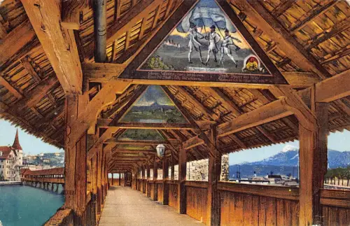 Schweiz Luzern Kapellbrücke erbaut 1333 gebaut Brücke Vintage Postkarte