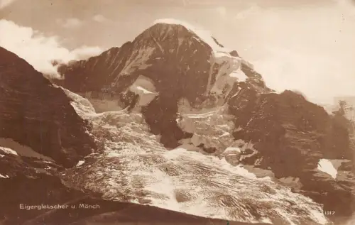 Schweiz Eigergletscher u Mönch Berg Vintage Postkarte