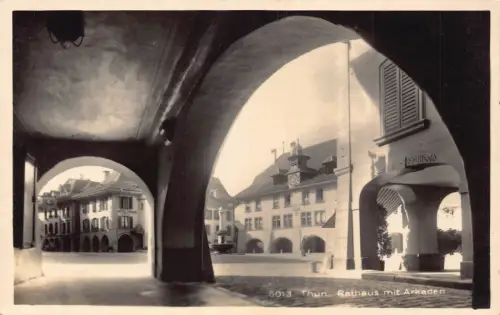 Schweiz Thun Rathaus Arkade Hotel Krone Vintage Postkarte